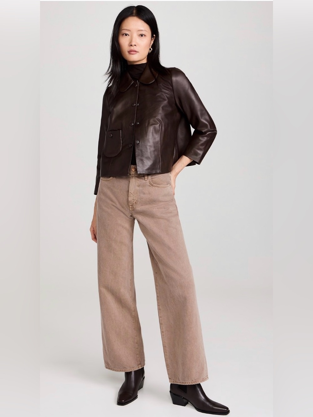 NWT Ba&sh Milos Leather Jacket In Marron, Size M/2